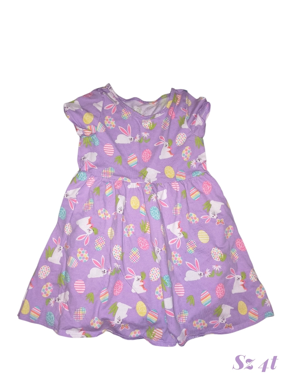 Girls Easter Bunny Print Dress - Lavender